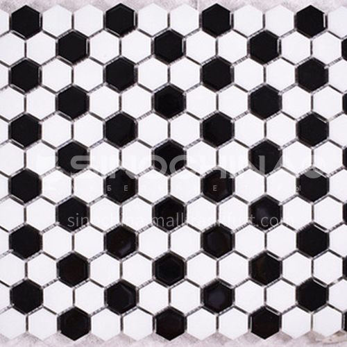 Black and white plum blossom hexagonal mosaic tiles kitchen bathroom floor tiles-ADE Mosaic hexagonal tiles(FIGURE 10) 230×230mm